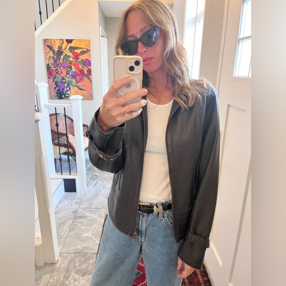 Calvin Klein dark brown Leather Jacket